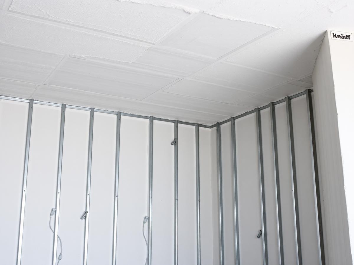 Aluminijasta podkonstrukcija in Knauf plošče v izgradnji